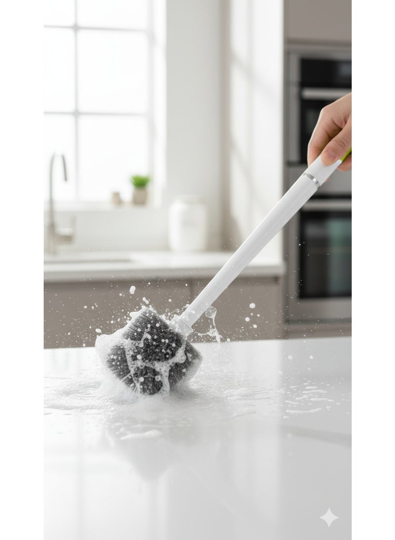 Multi-Function Deep Cleaning Brush for Bathrooms, Kitchens, Toilets, Sinks, Hard-to-Reach Corners, and Narrow Crevices, Long 41cm Ergonomic Anti-Slip Handle in White and Lime Green, Flexible High-Quality Bristles for Deep Stain Removal, 360-Degree Cleaning Coverage, Durable Professional Household Cleaning Tool, Hanging Hook for Easy Storage and Quick Drying, All-Surface Safe, Long-Lasting Multi-Purpose Scrub Brush - Image 3